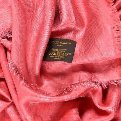 Louis Vuitton Silk Lurex Wool Monogram Shine Shawl Fuchsia 3 of 3