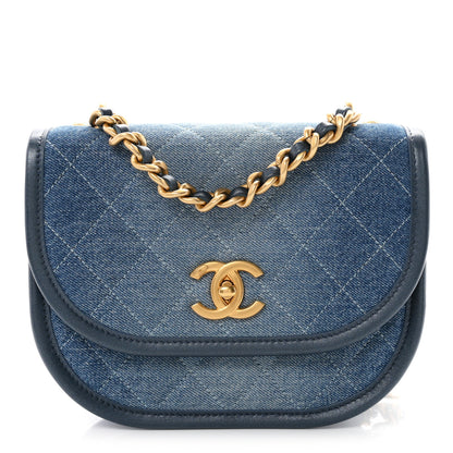Chanel Washed Denim Quilted Small Messenger Flap Blue 1 of 11