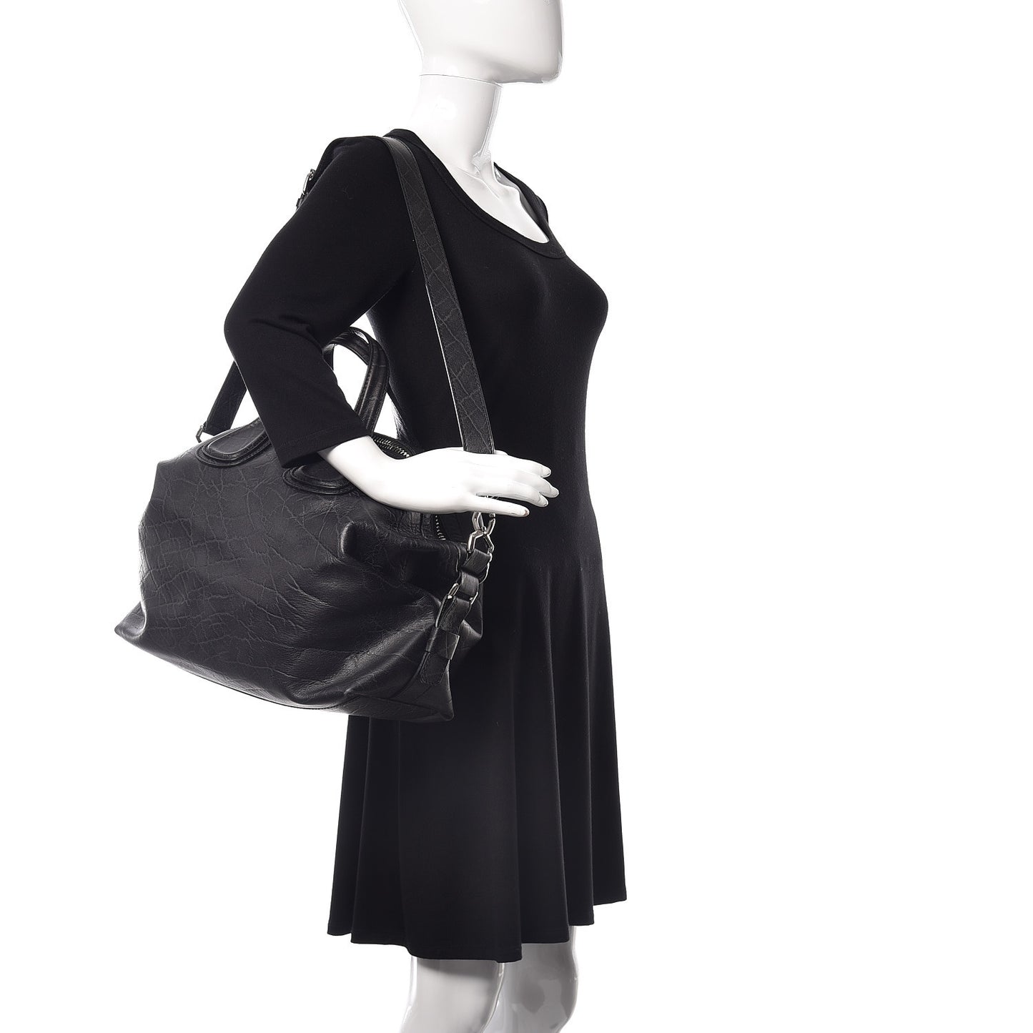 Calfskin Elephant Embossed Medium Nightingale Black