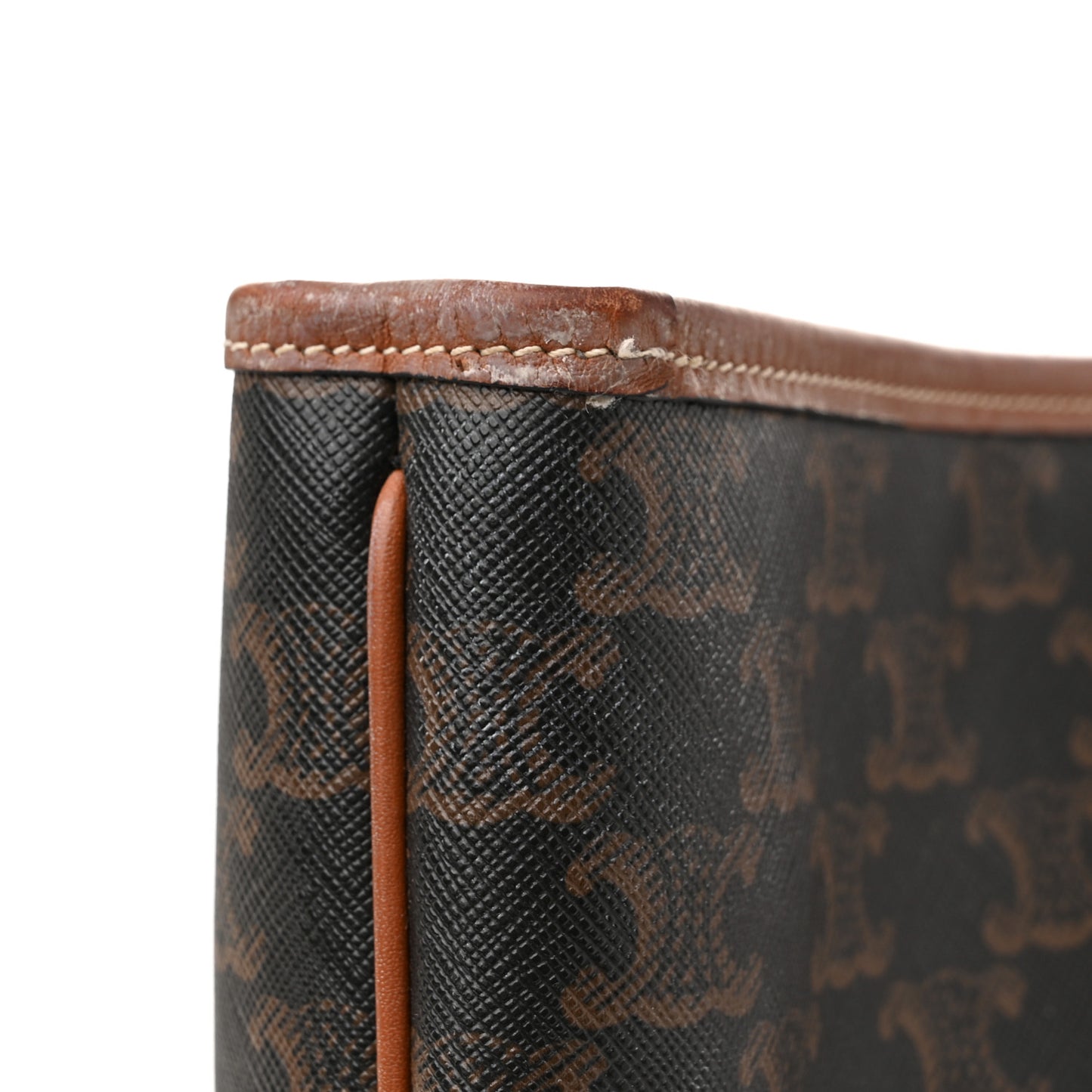 Triomphe Canvas Calfskin Medium Cabas Bag Tan