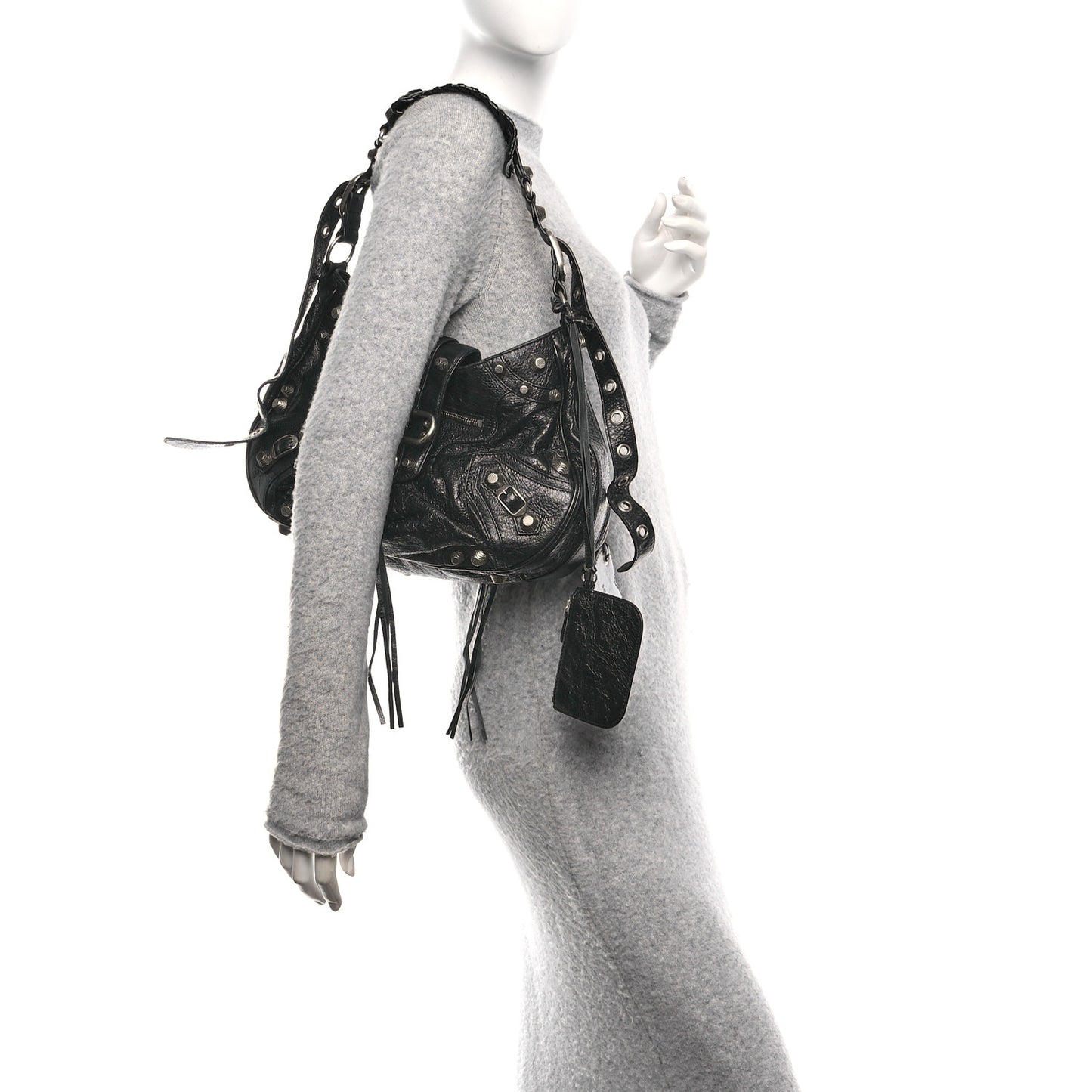 Agneau Arena Medium Le Cagole Shoulder Bag Black