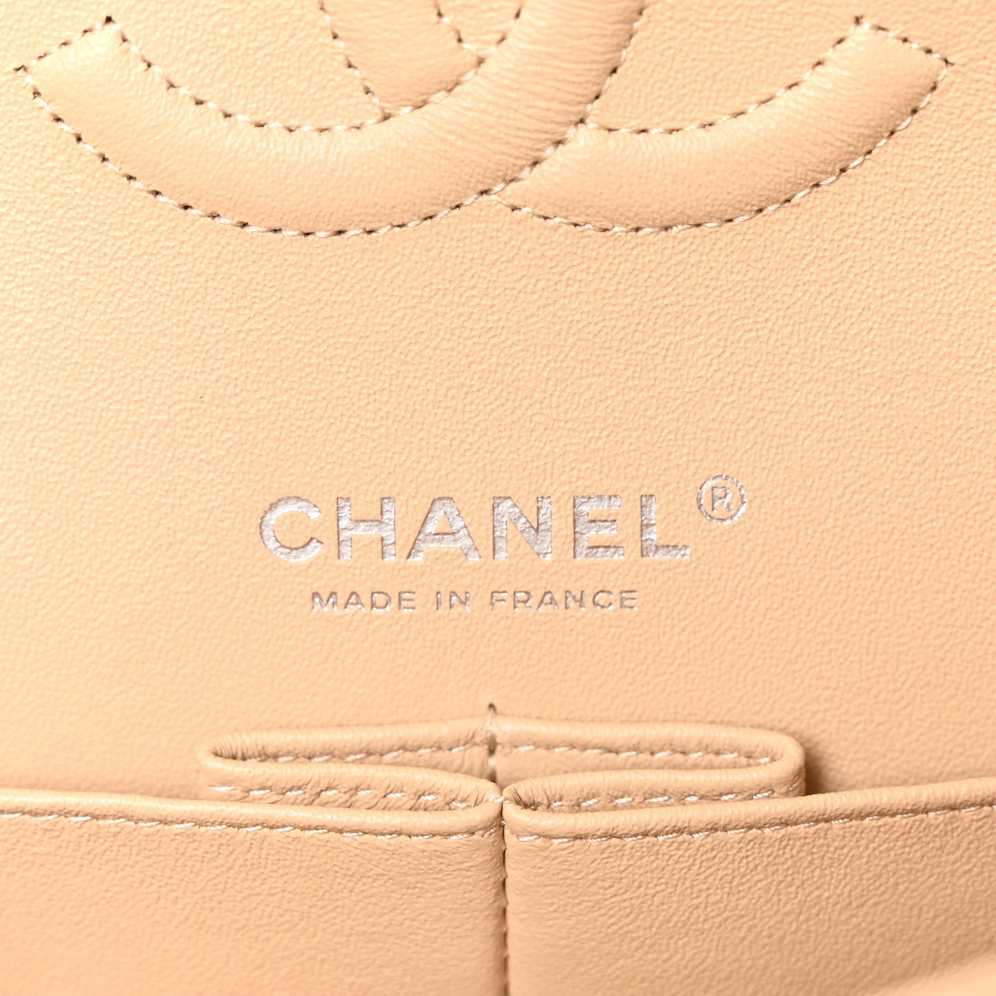 Caviar Quilted Medium Double Flap Beige