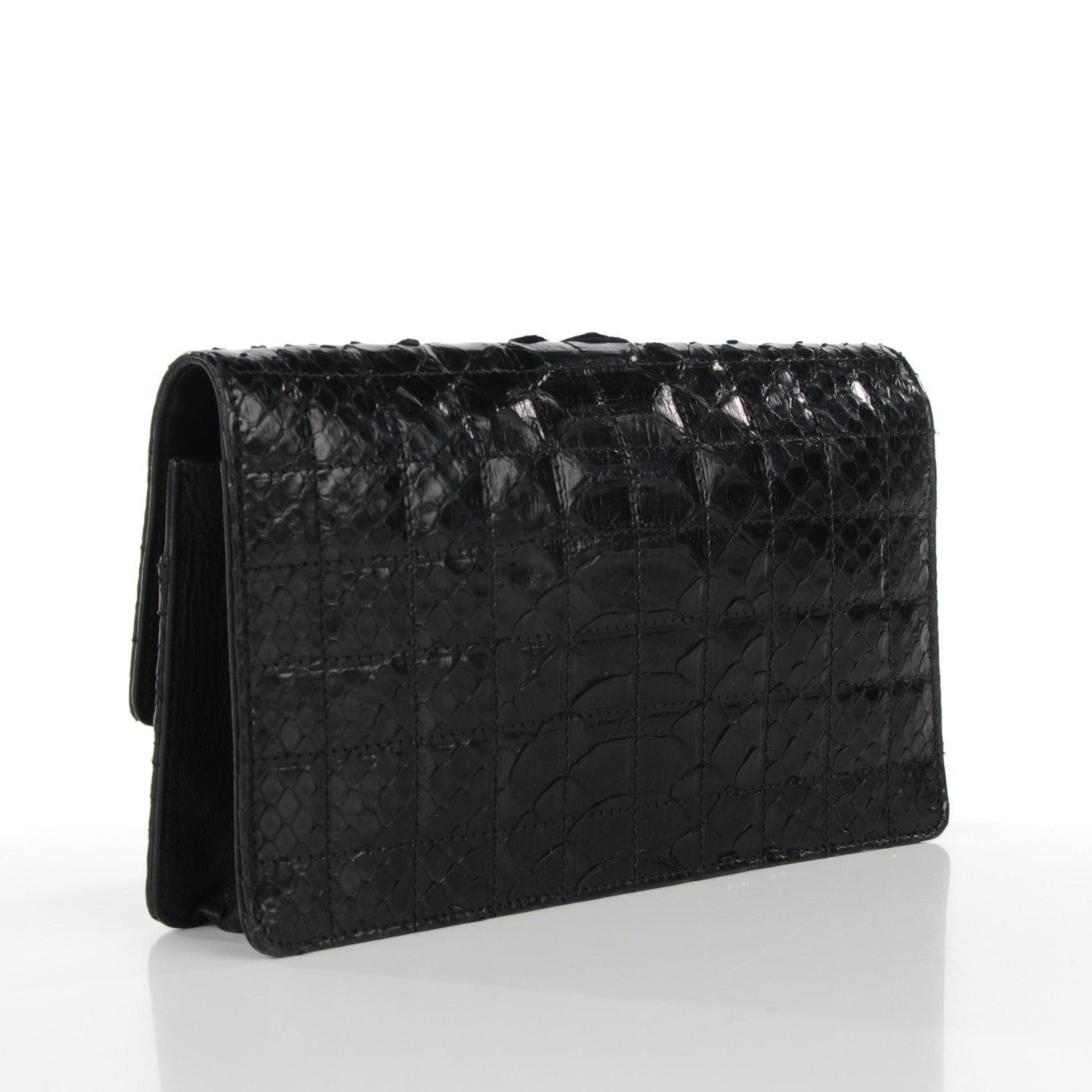 Chanel Python Quilted Wallet On Chain WOC Black 3 of 8