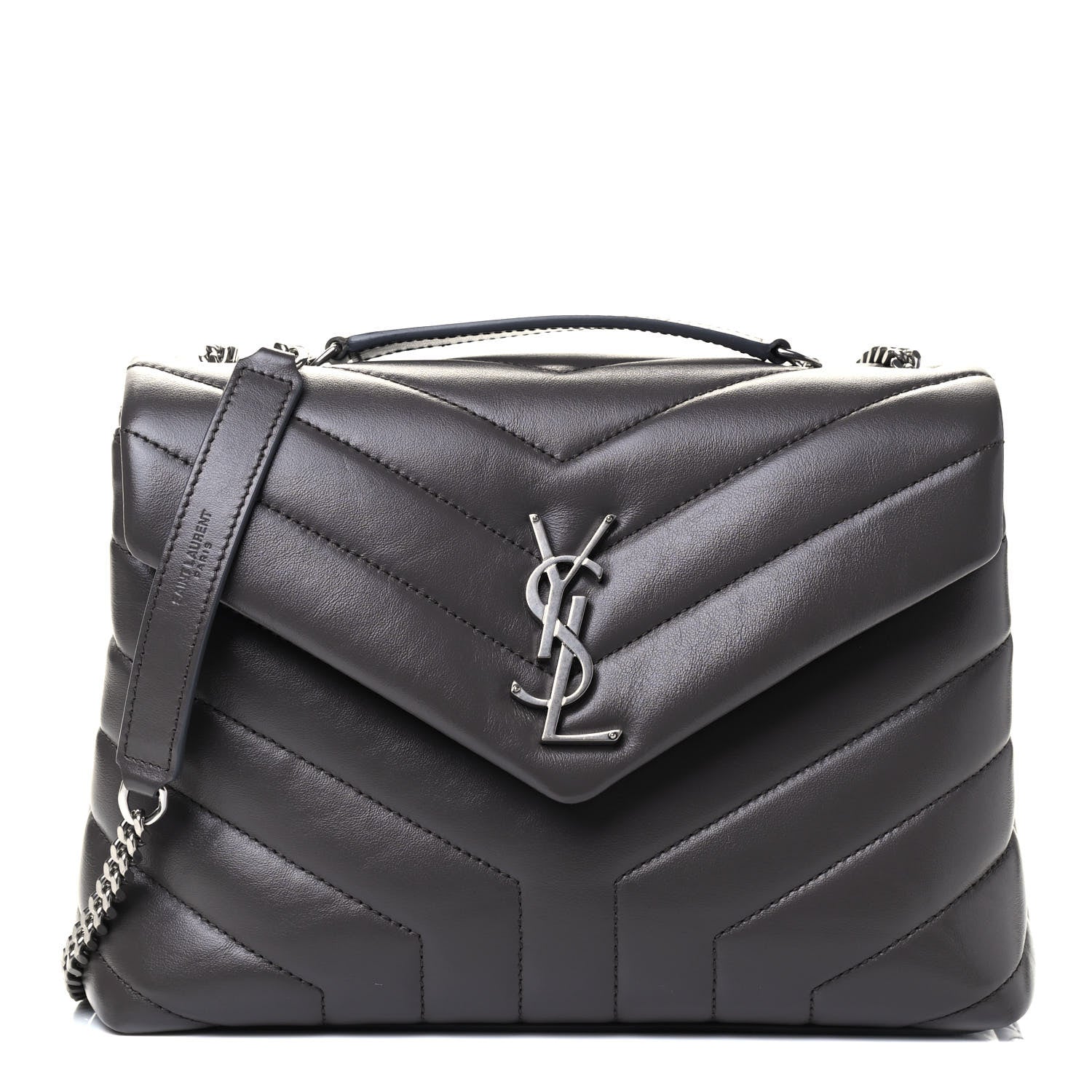Saint Laurent Calfskin Y Quilted Monogram Small Loulou Chain Satchel Earth 1 of 4
