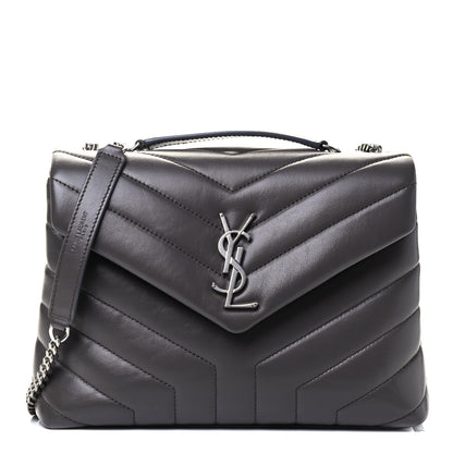 Saint Laurent Calfskin Y Quilted Monogram Small Loulou Chain Satchel Earth 1 of 4