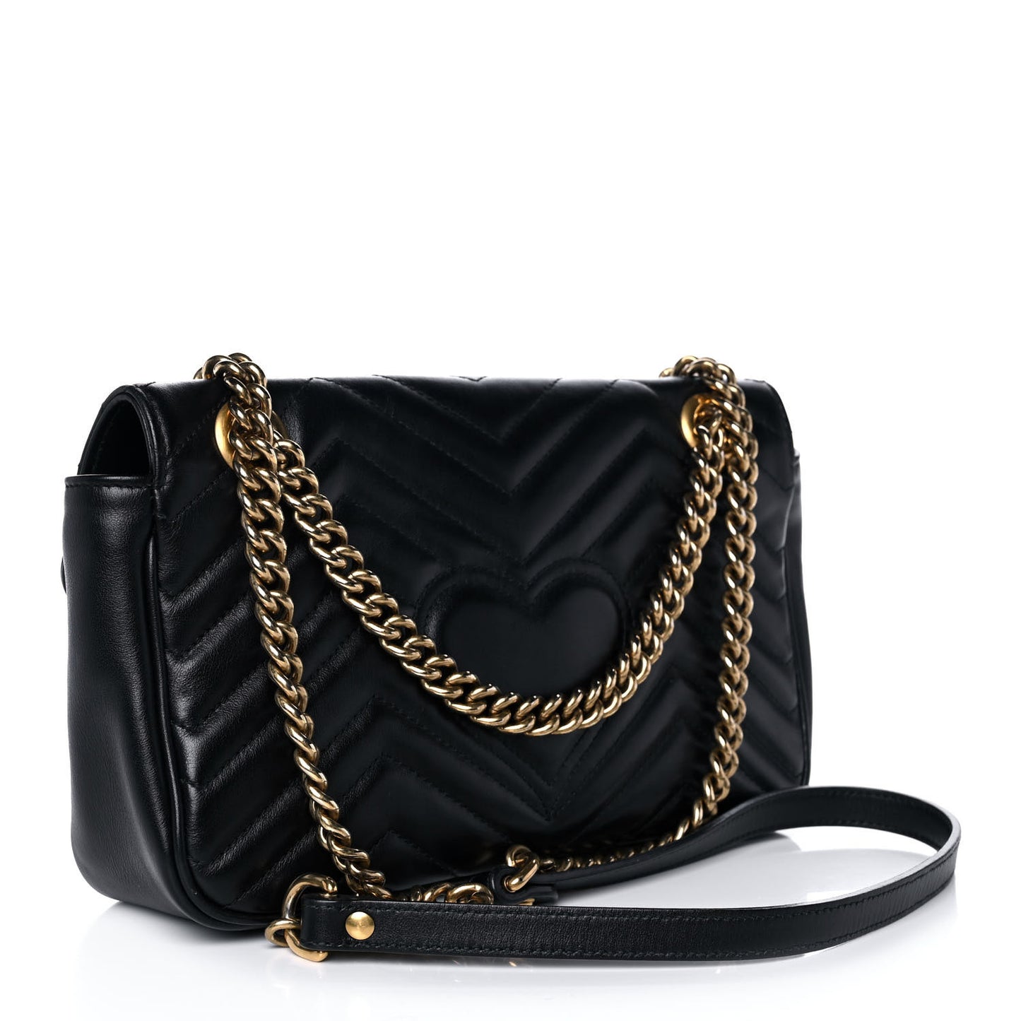 Calfskin Matelasse Small GG Marmont Shoulder Bag Black