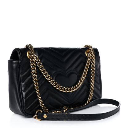 Gucci Calfskin Matelasse Small GG Marmont Shoulder Bag Black 3 of 11