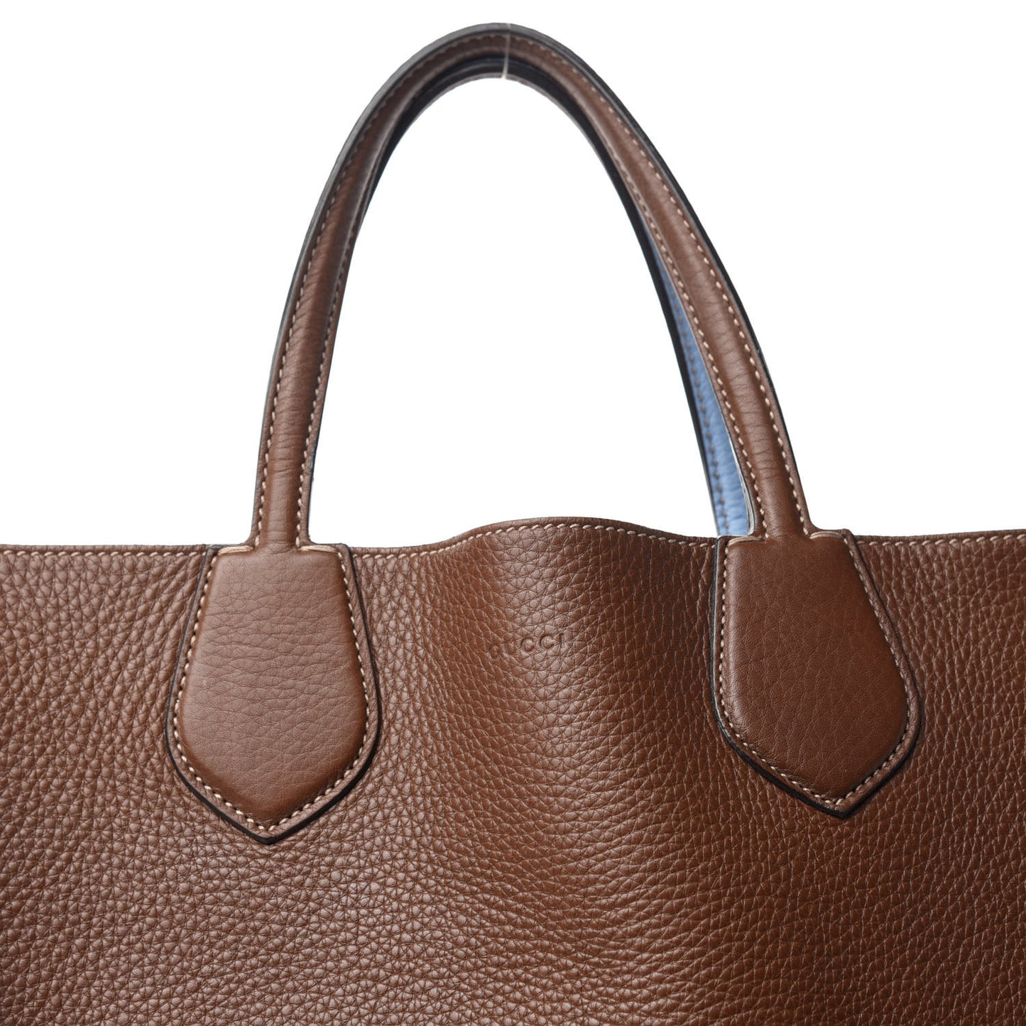 Cellarius Calfskin Bi-Color Medium Ramble Reversible Tote Nut Brown Mineral Blue