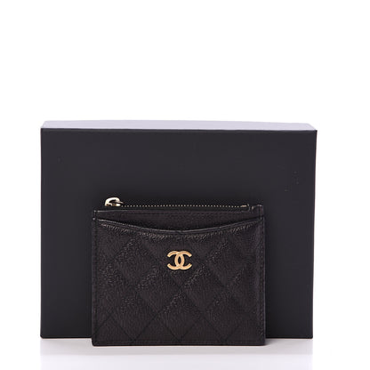 Chanel Letter Calfskin Embossed Quilted CC Zip Card Holder Black 7 of 7