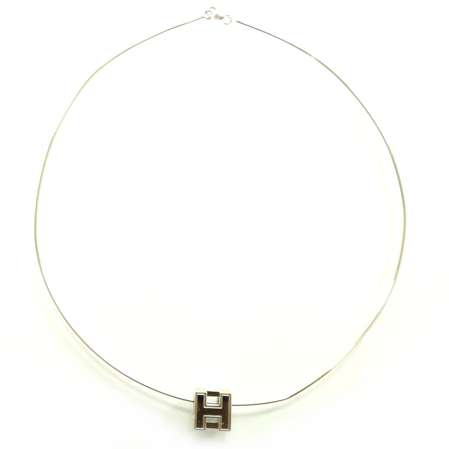 Hermes Cage d H Necklace Silver and Orange 4 of 6