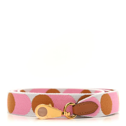 Hermes Toile Swift 25mm Sangle Flipperball Shoulder Strap Bleu Brume Pink Gold 1 of 5