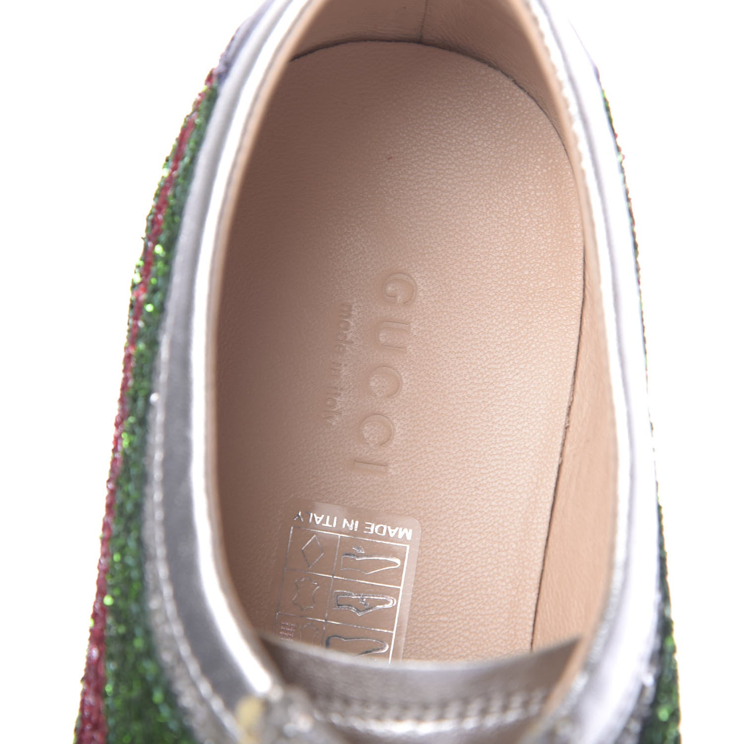 Gucci Glitter Fabric Web Falacer Sneakers 37 Silver 7 of 11