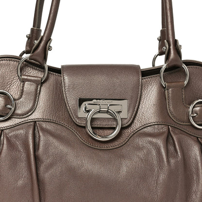 Salvatore Ferragamo Calfskin Marisa Shoulder Bag Bronze 8 of 10