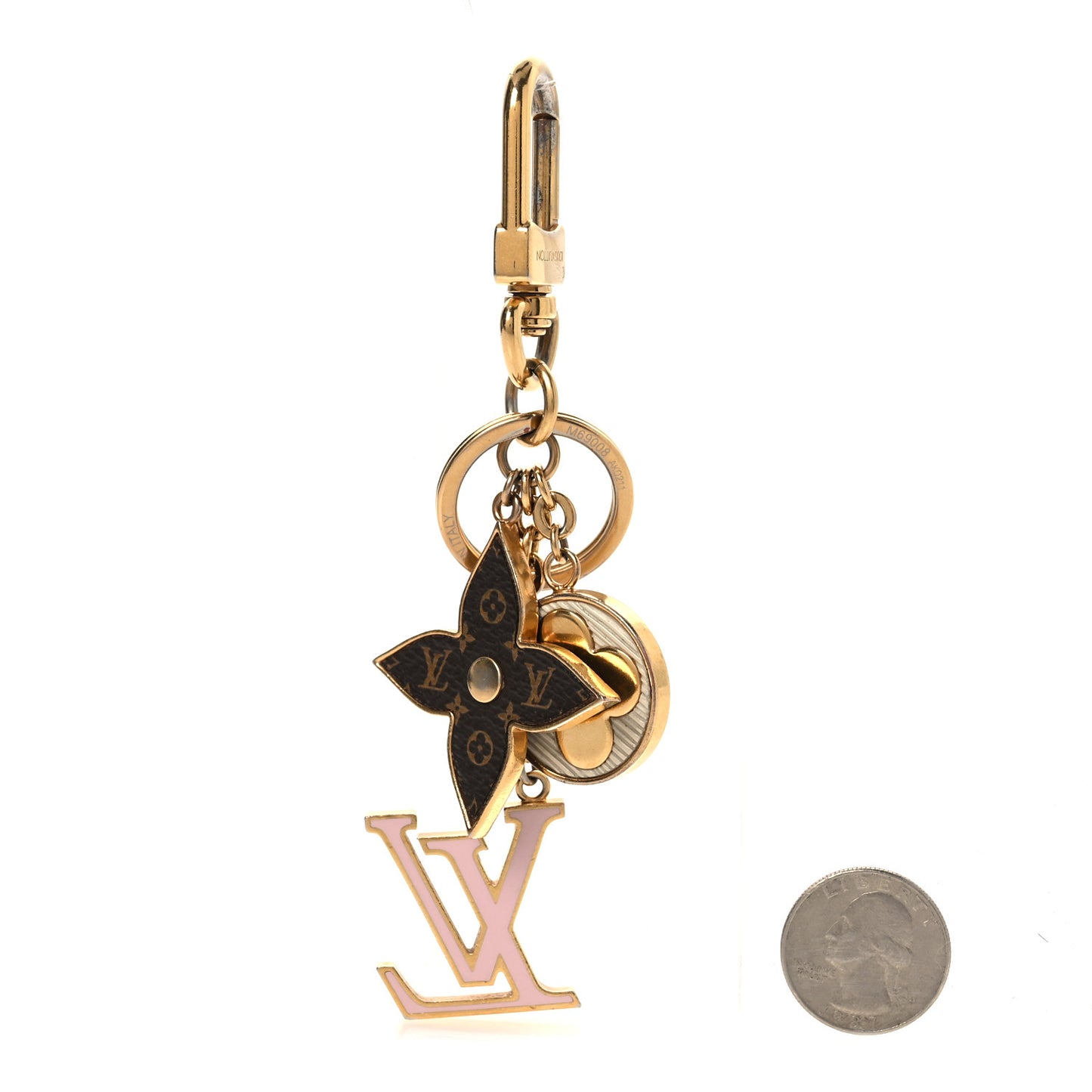 Metal Monogram Epi Spring Street Bag Charm Key Holder  Gold