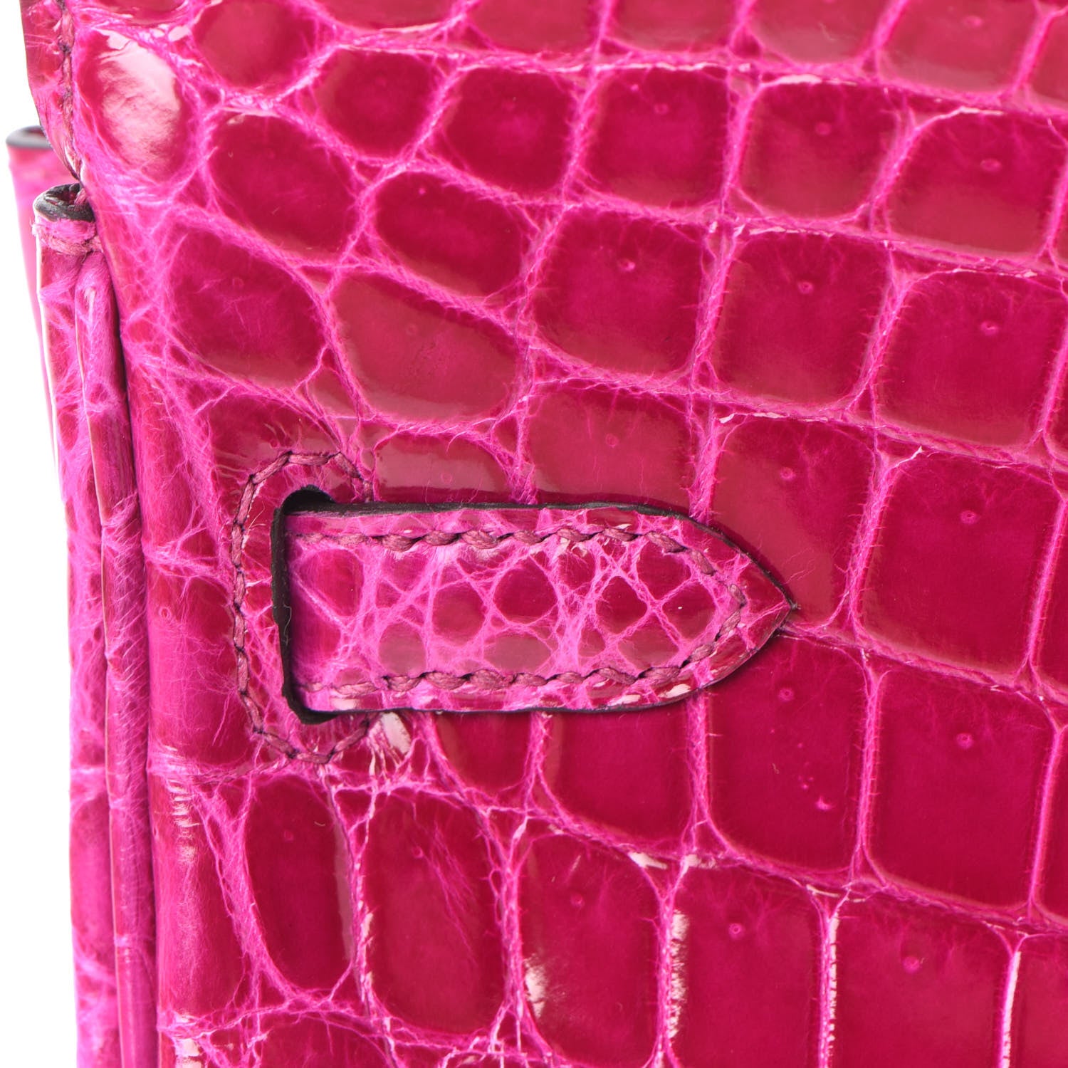 Hermes Shiny Niloticus Crocodile Birkin 25 Rose Scheherazade 11 of 32