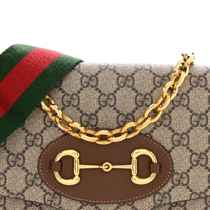 Gucci GG Supreme Monogram Azalea Calfskin Web Small Horsebit 1955 Crossbody Bag Beige Ebony Brown Sugar 8 of 10