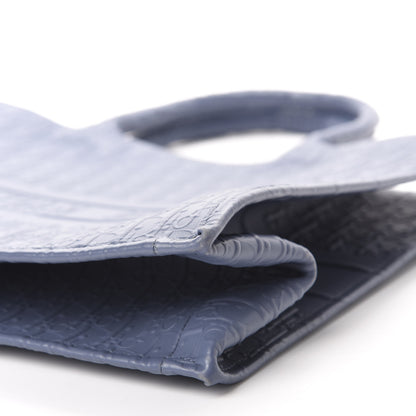 Christian Dior Oblique Calfskin Embossed Book Tote Denim Blue 7 of 11