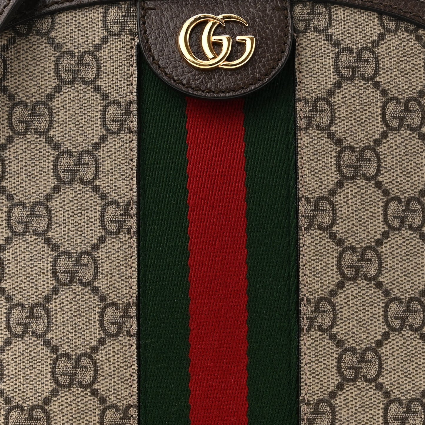 GG Supreme Monogram Textured Dollar Calfskin Web Small Ophidia Dome Shoulder Bag Beige Ebony New Acero