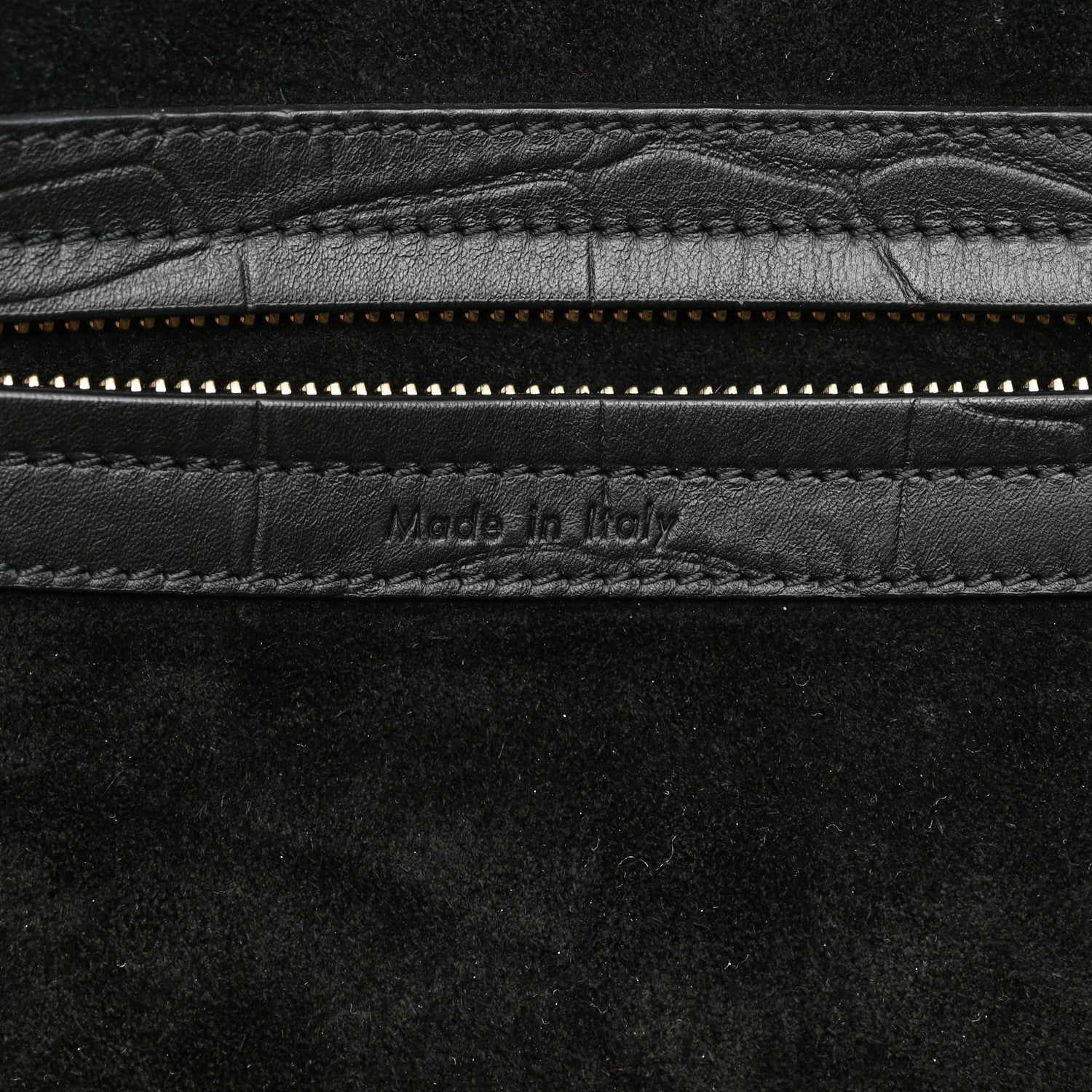Celine Calfskin Crocodile Embossed Medium Phantom Luggage Black 6 of 17