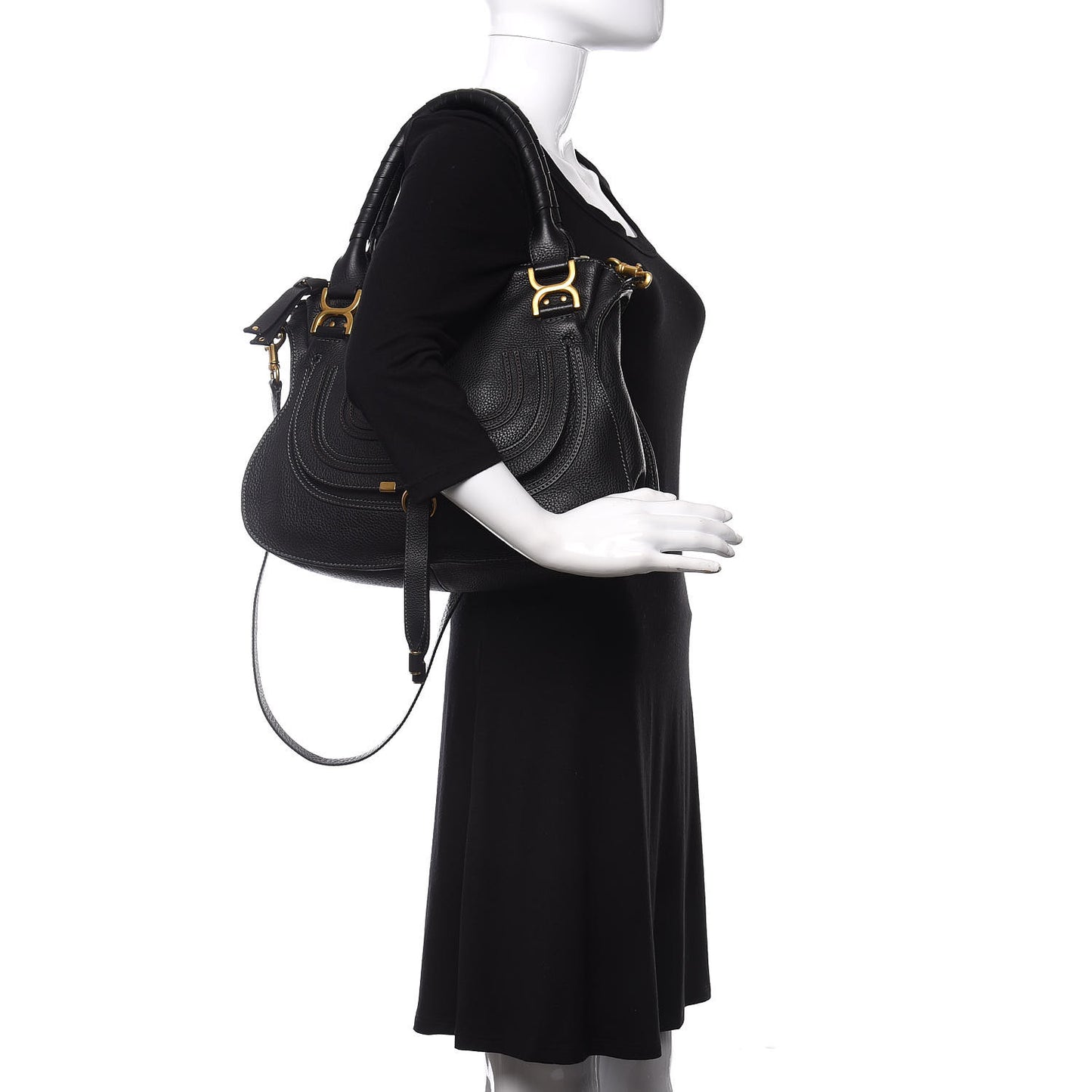 Calfskin Medium Marcie Satchel Black