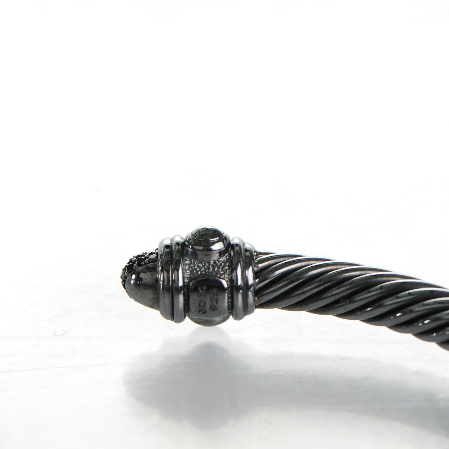 David Yurman Darkened Sterling Silver Black Diamond 5mm Renaissance Bracelet 4 of 5