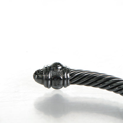 David Yurman Darkened Sterling Silver Black Diamond 5mm Renaissance Bracelet 4 of 5