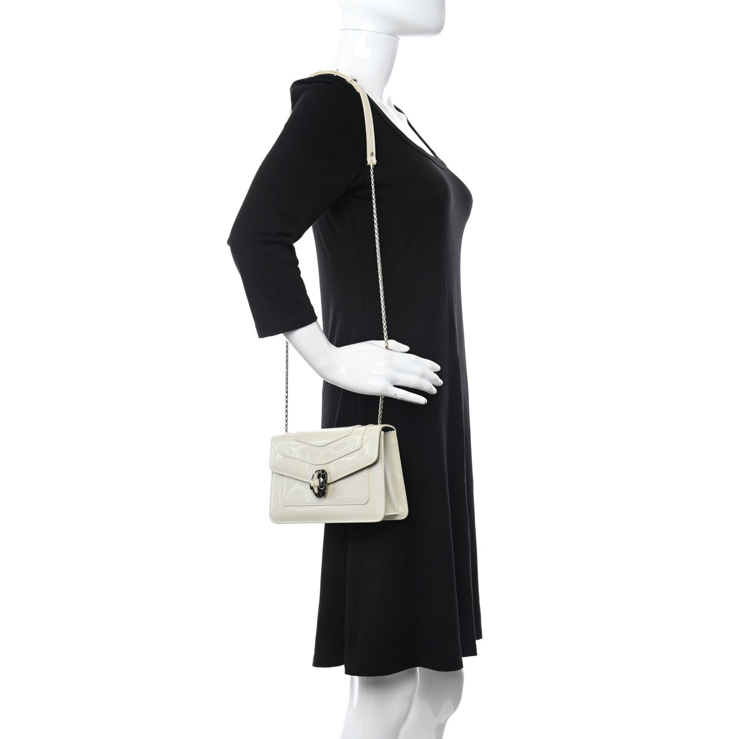 Patent Serpenti Forever Small Shoulder Bag White