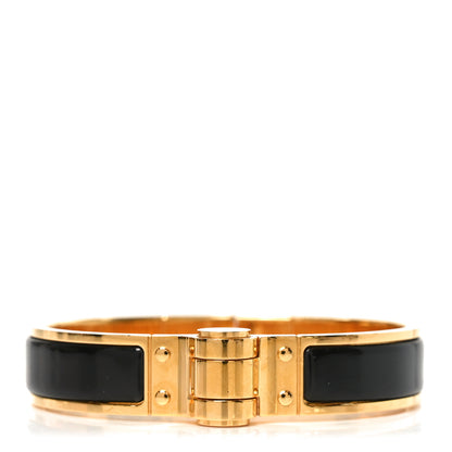 Hermes Enamel Charniere Uni Narrow Hinged Bracelet S Black 1 of 4