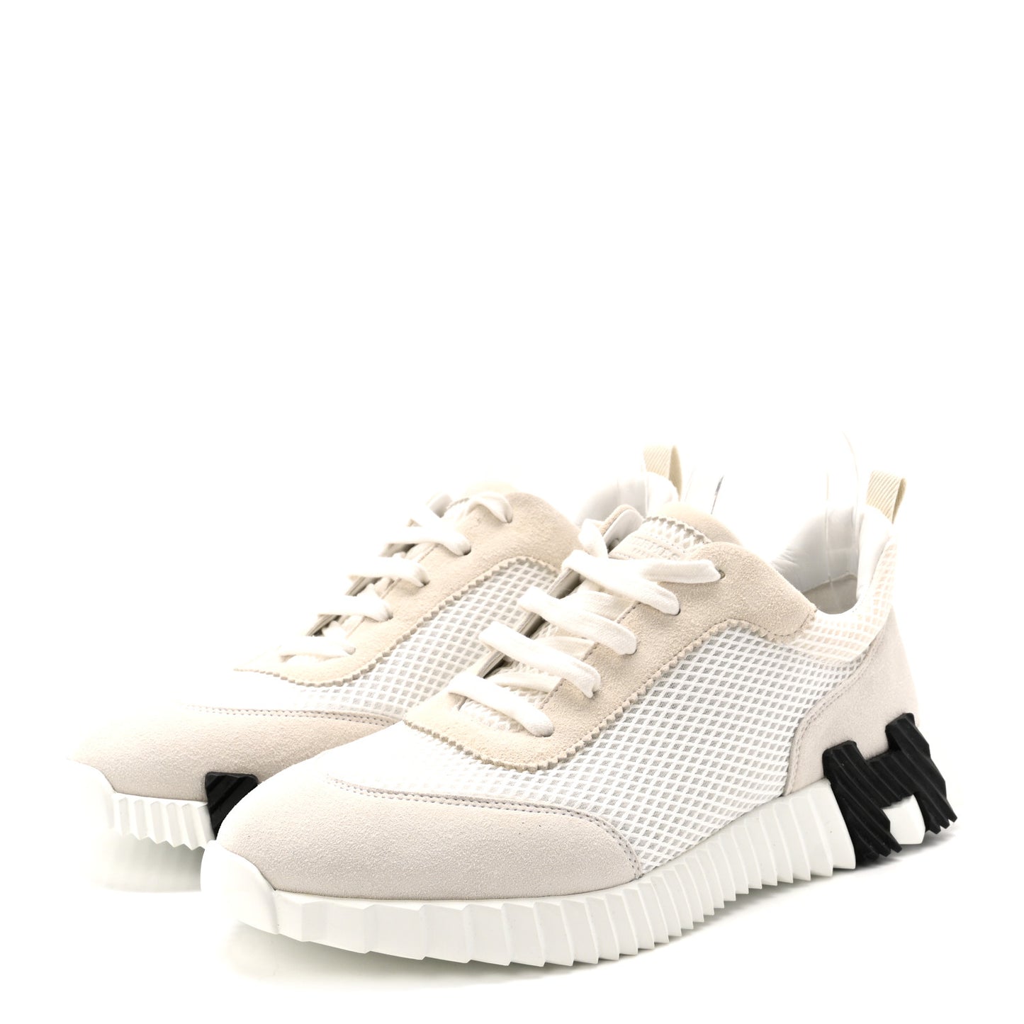 Graphic Mesh Suede Goatskin Mens Bouncing Sneakers 43  White Black
