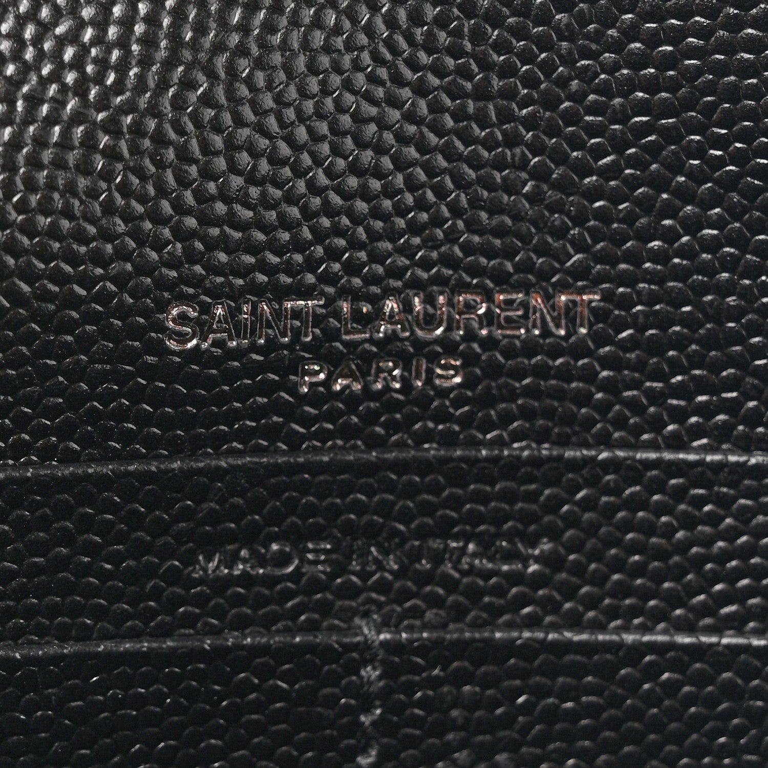 Saint Laurent Grain De Poudre Matelasse Chevron Monogram Monochrome Envelope Chain Wallet Black 6 of 11