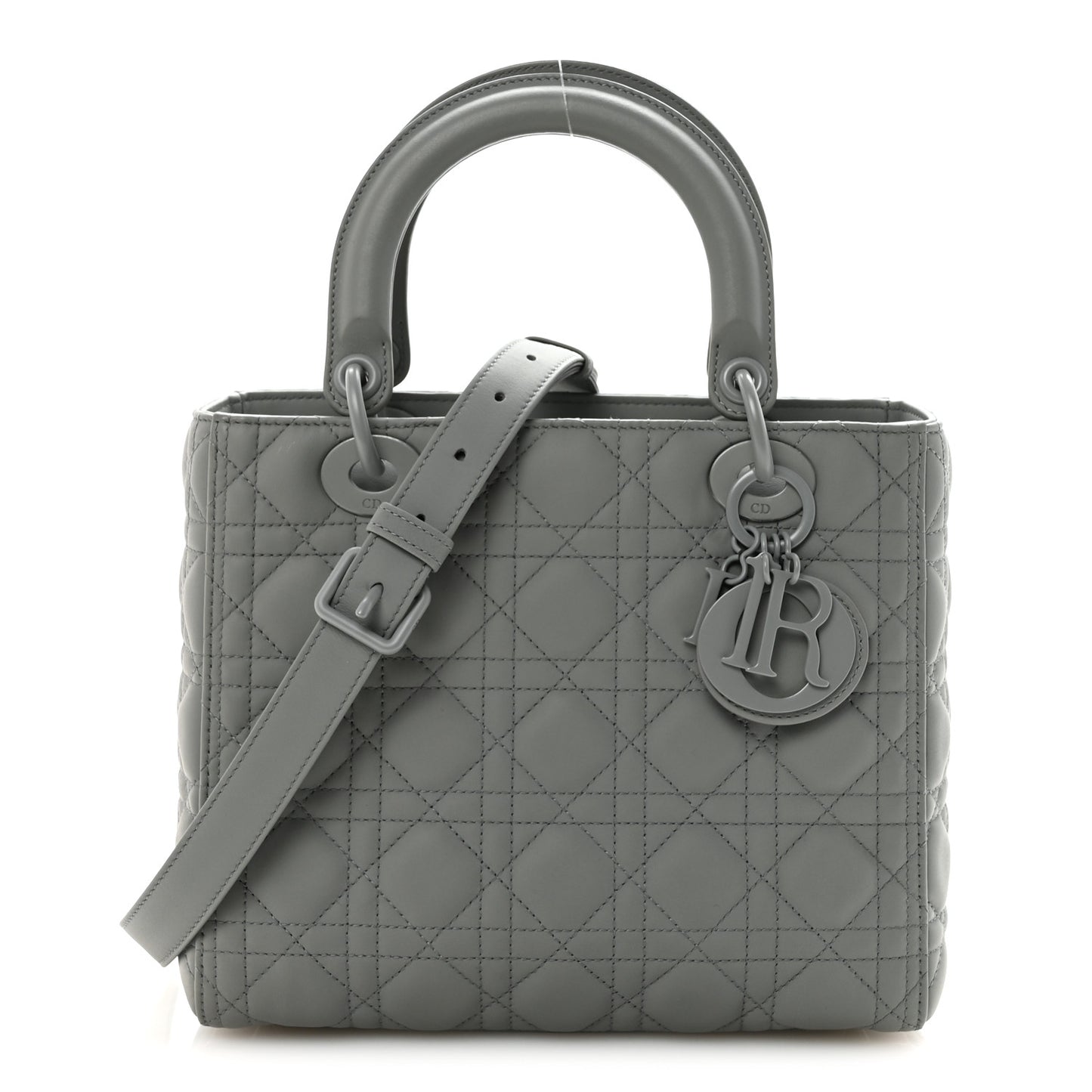 Ultra Matte Calfskin Cannage Medium Lady Dior Grey Stone