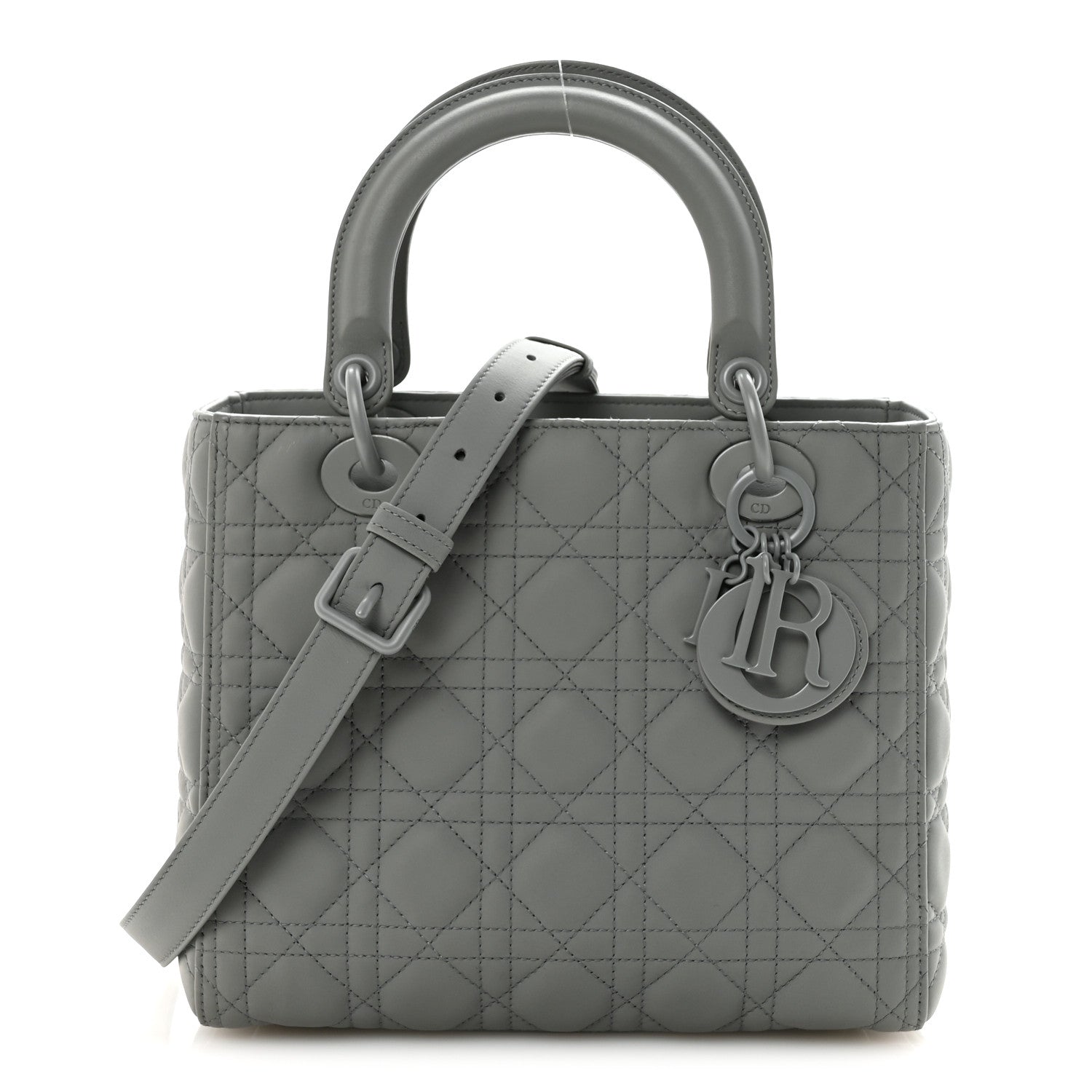 Christian Dior Ultra Matte Calfskin Cannage Medium Lady Dior Grey Stone 1 of 9