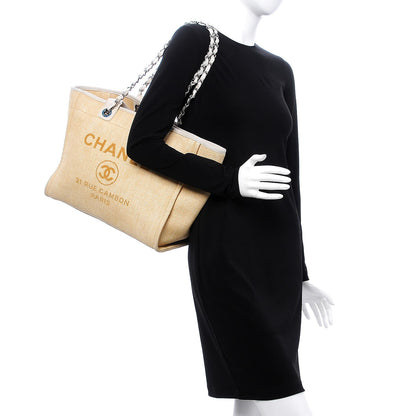 Chanel Woven Straw Raffia Large Deauville Tote Yellow 2 of 14