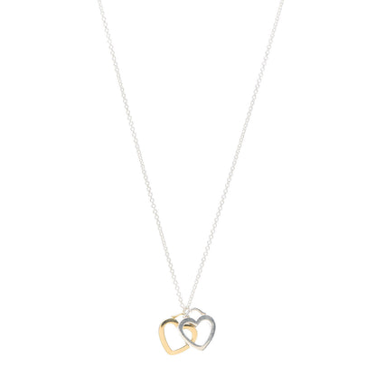 Tiffany Sterling Silver 18K Yellow Gold Double Heart Pendant Necklace 1 of 5