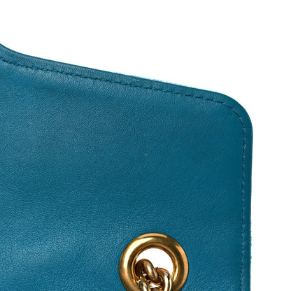 Gucci Velvet Matelasse Small GG Marmont Shoulder Bag Pavone Cyan 13 of 20