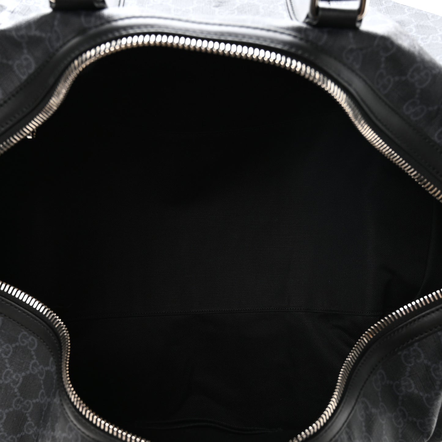 Soft GG Supreme Monogram Appia Calfskin Web Large Carry On Duffle Bag Black Grey