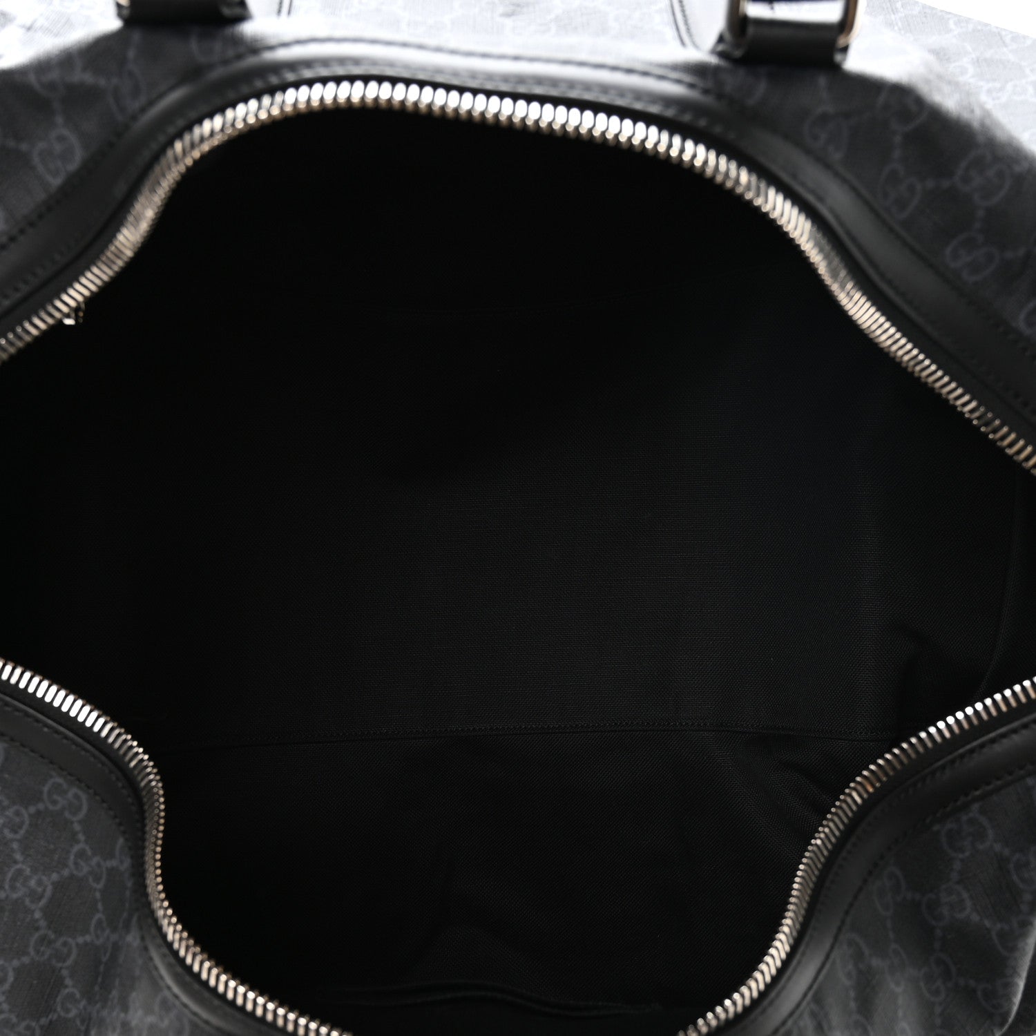 Gucci Soft GG Supreme Monogram Appia Calfskin Web Large Carry On Duffle Bag Black Grey 4 of 9