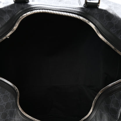 Gucci Soft GG Supreme Monogram Appia Calfskin Web Large Carry On Duffle Bag Black Grey 4 of 9