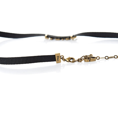 Christian Dior Grosgrain Ribbon J'Adior Logo Choker Necklace Black 4 of 5