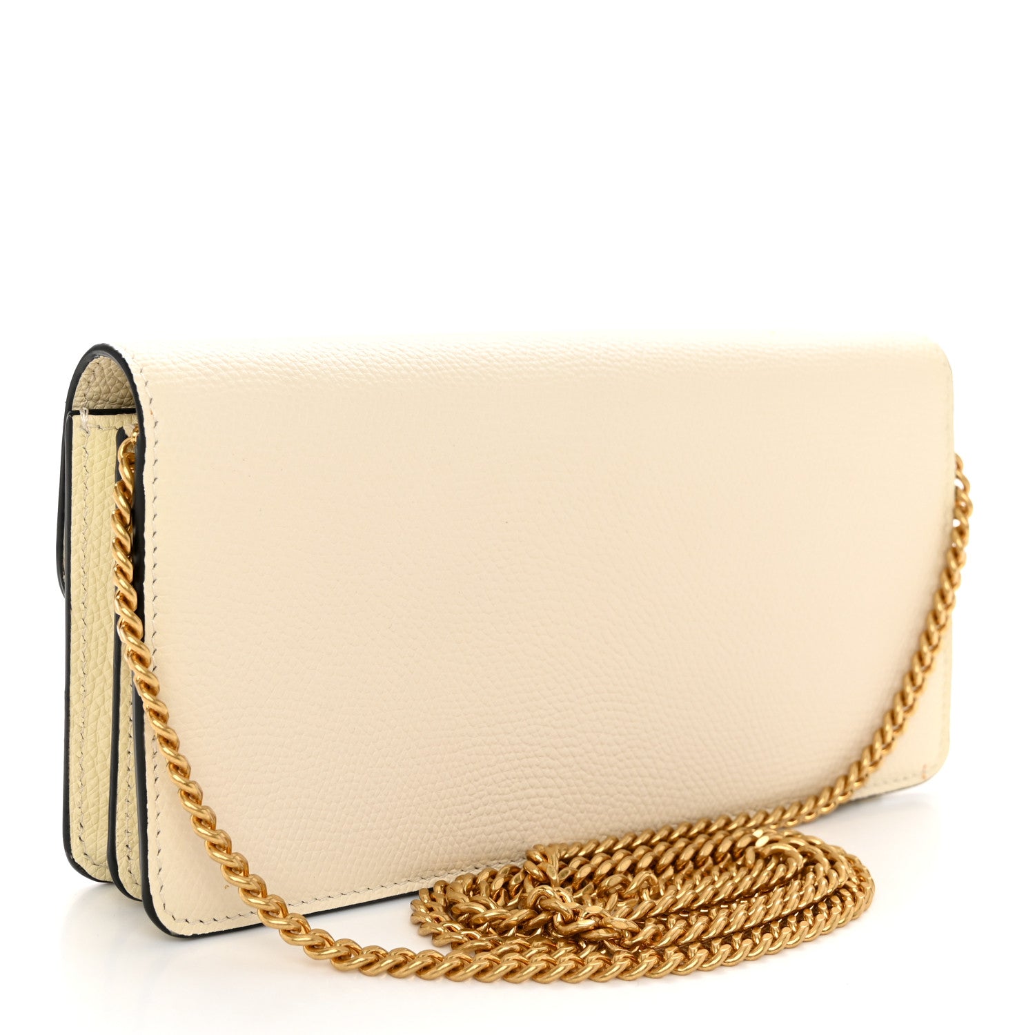 Valentino Garavani Grainy Calfskin Vlogo Wallet On Chain Ivory 3 of 10