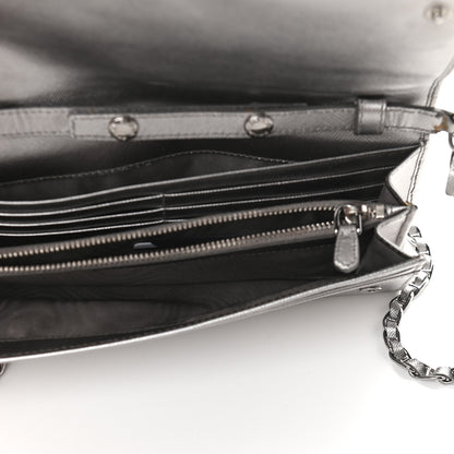 Prada Saffiano Metal Oro Chain Wallet Cromo 4 of 7