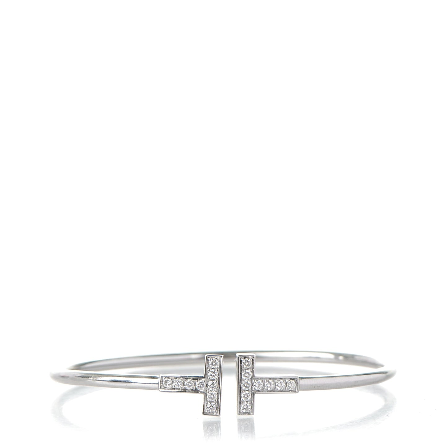 18K White Gold Diamond T Wire Bracelet