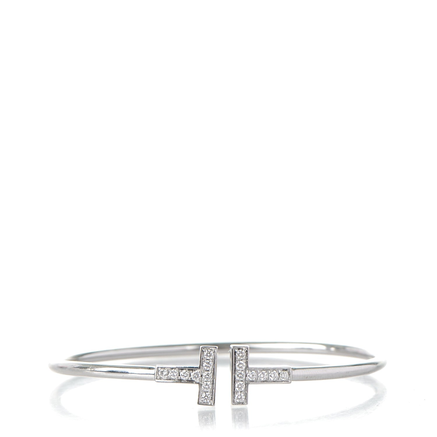 Tiffany 18K White Gold Diamond T Wire Bracelet 1 of 5