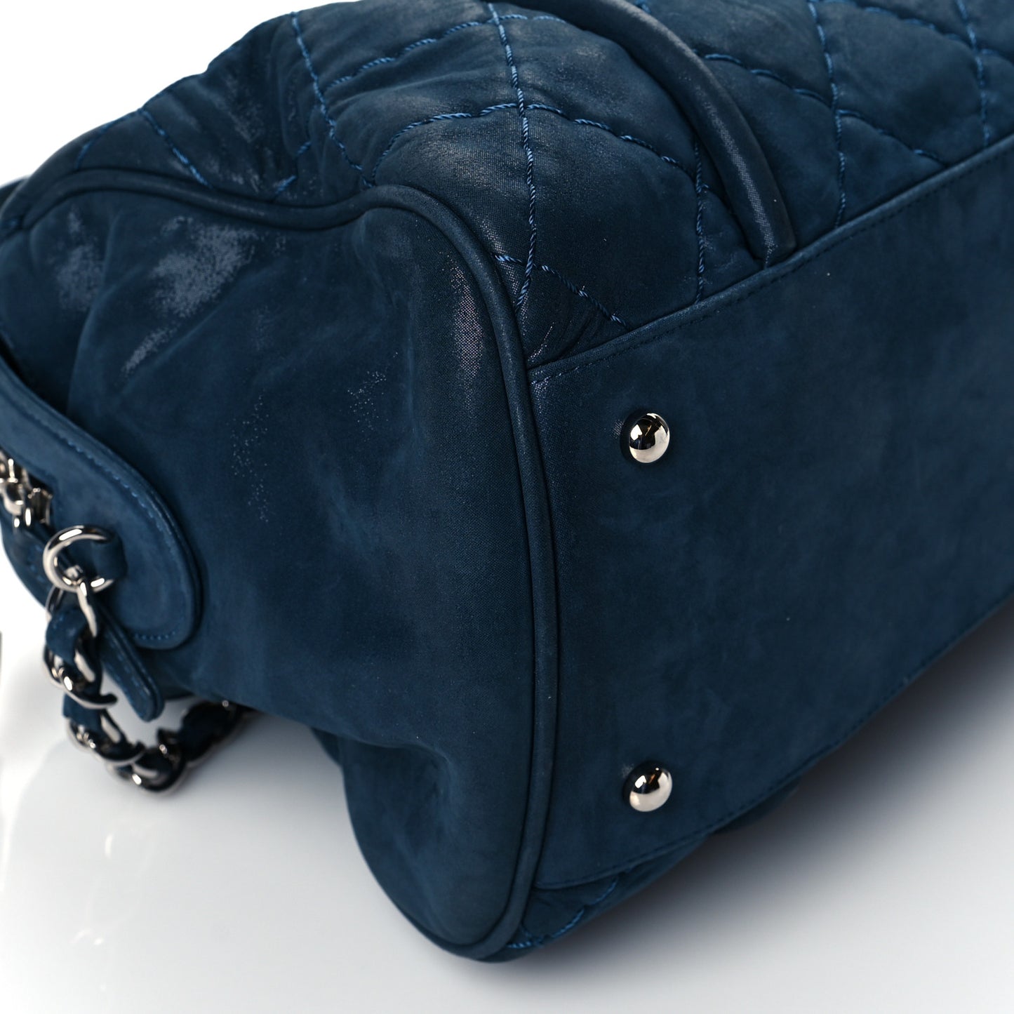 Iridescent Calfskin Quilted Relax CC Bowler Blue