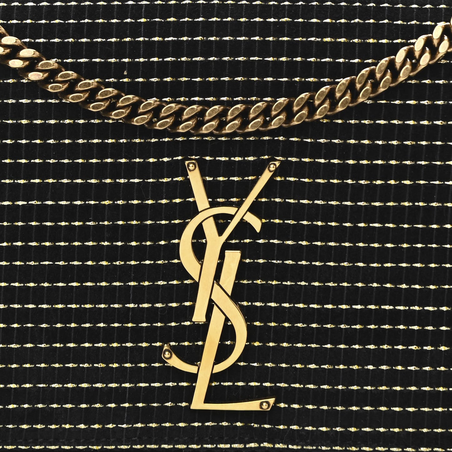 Suede Contrast Stitching Monogram Kate 99 Black