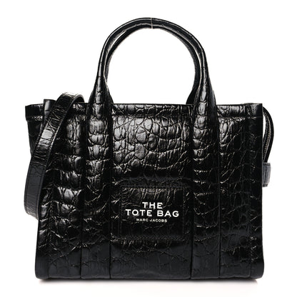 Marc Jacobs Croc Embossed Small The Tote Bag Black 1 of 9