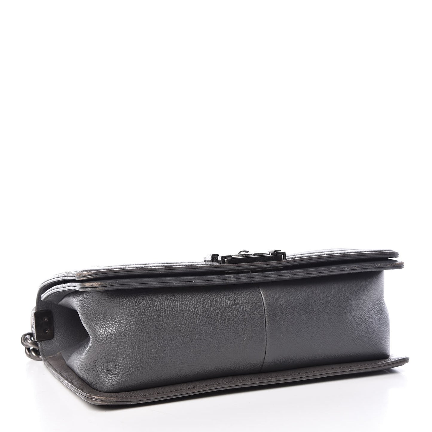 Calfskin Double Stitch Medium Boy Flap Grey