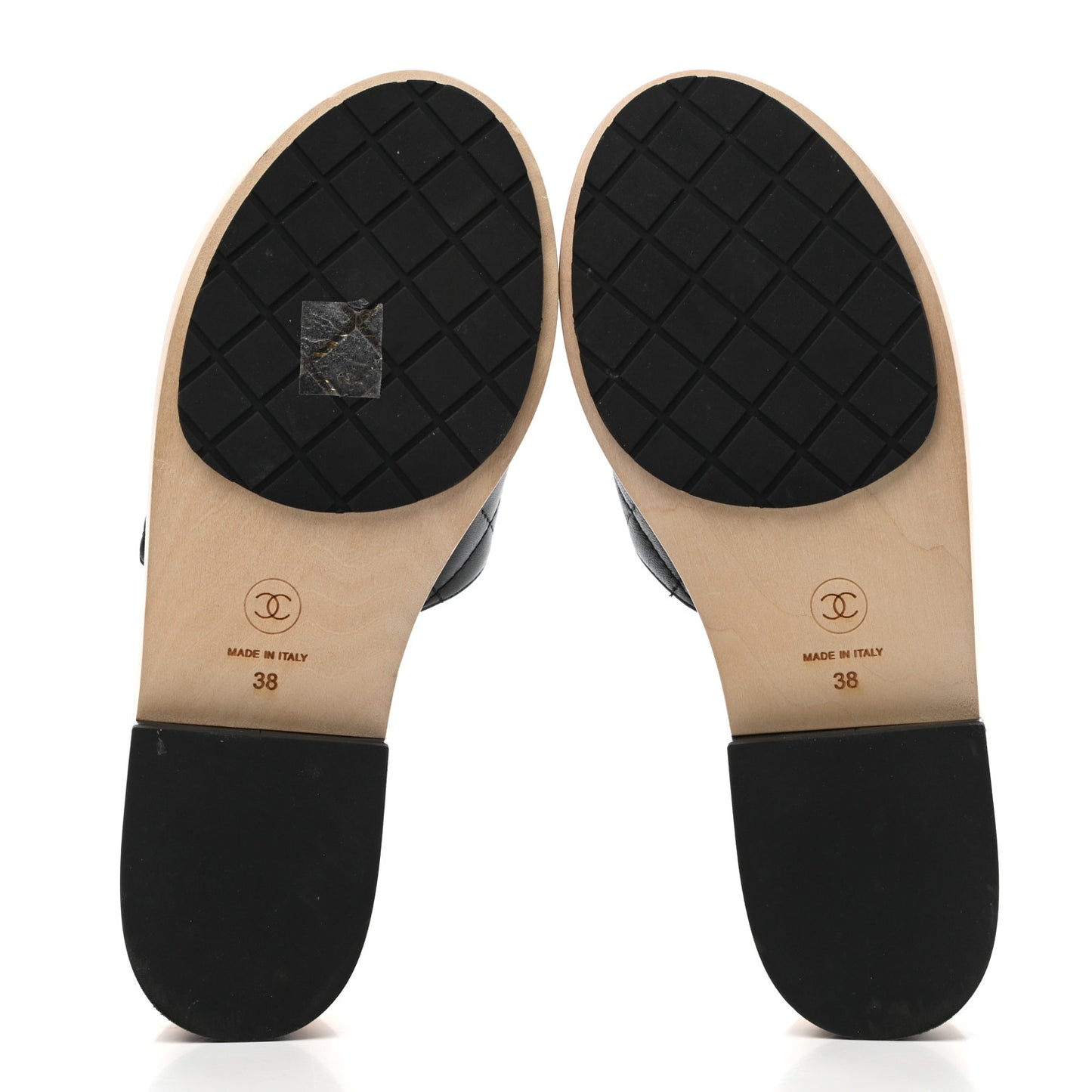 Lambskin CC Flat Slide Sandals 38 Black