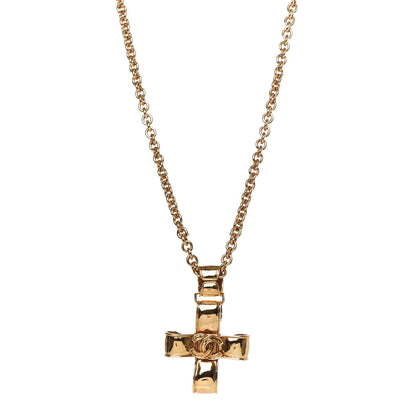 Chanel Long CC Cross Pendant Necklace Gold 1 of 4