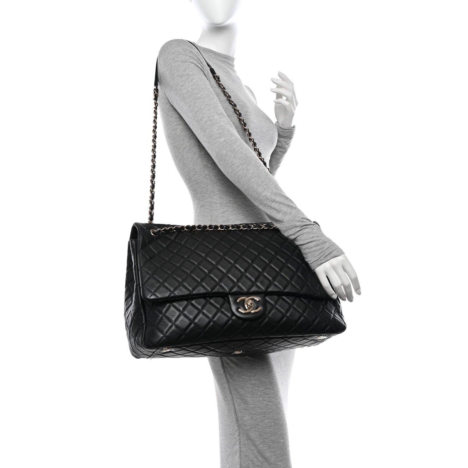 Chanel Calfskin Quilted XXL Travel Flap Bag Black 2 of 10